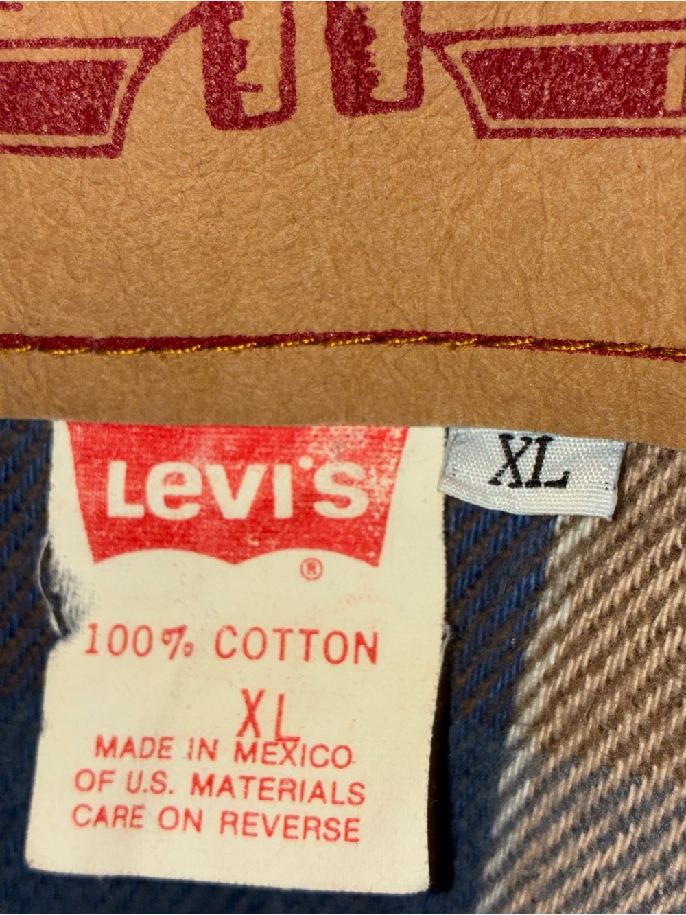 Men’s,Levi's Blue Denim flannel lined distressed Bomber Jacket XL 90s grunge - Picture 4 of 14